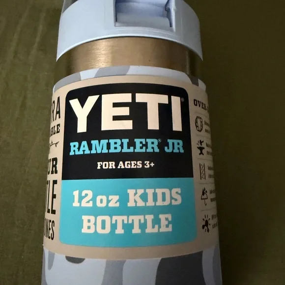 Yeti Rambler Jr. Kids Bottle - Camouflage Blue and Silver - Picture 2 of 6